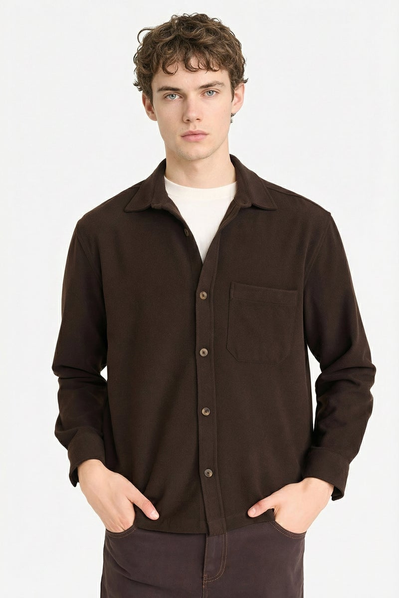 DeFacto Brown Man Regular Fit Flannel Shirt Casual - Image 1